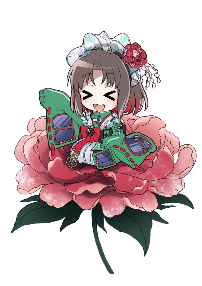 Botan-tan sitting on a peony