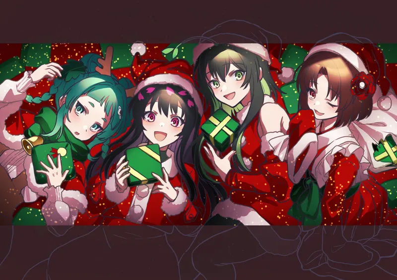 Christmas illustration of the four sisters