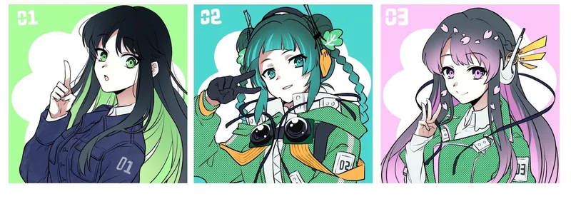 Banner with Yomogi-tan, Kashiwa-tan and Sakura-tan