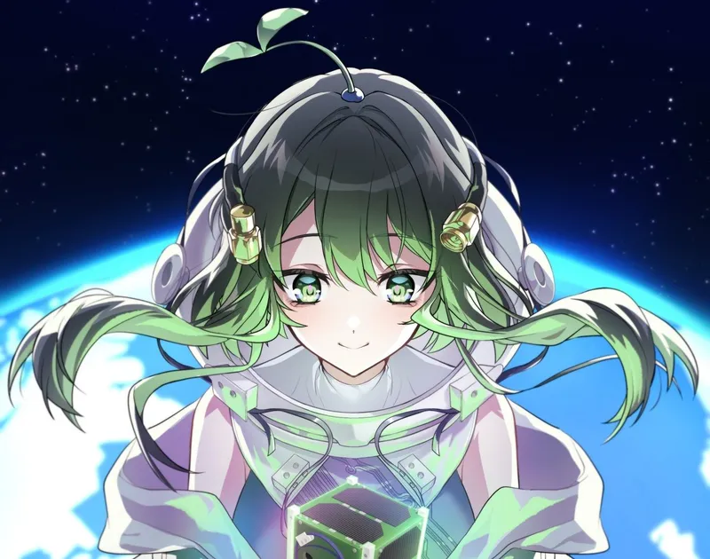 Full illustration of Yomogi-tan holding YOMOGI
