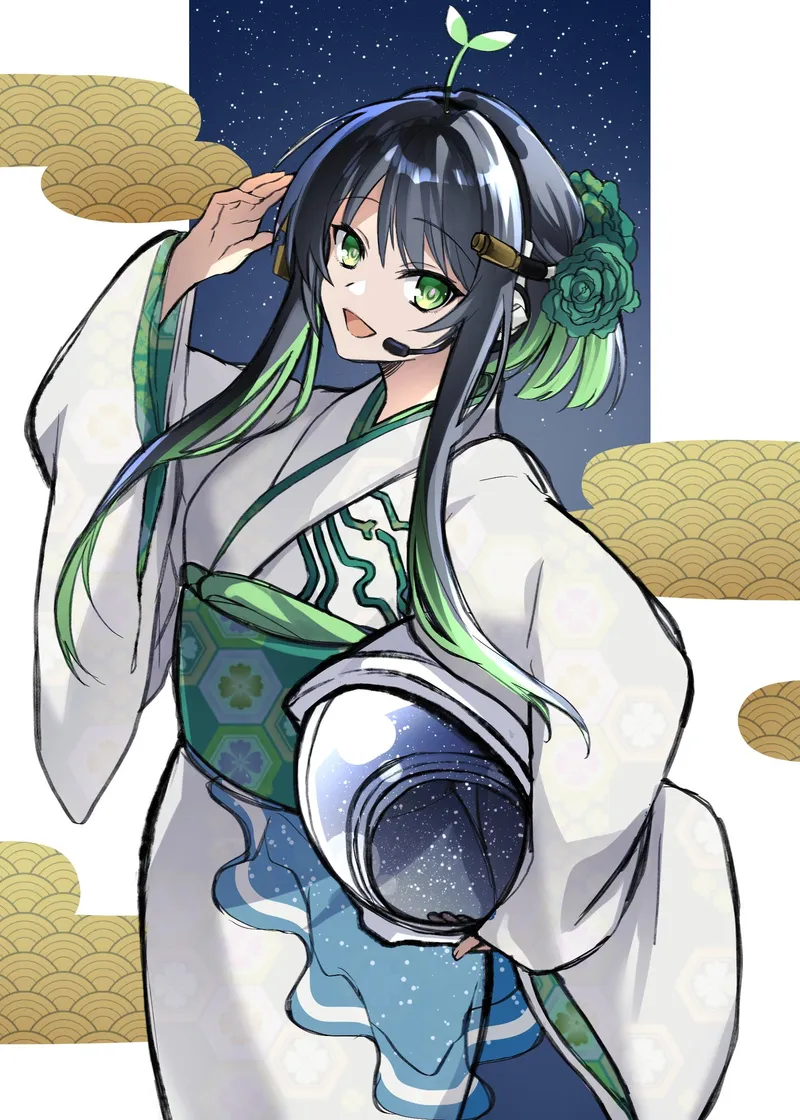 Yomogi-tan in a festive kimono